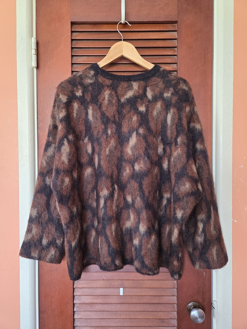 LAPOINTE Oversized Leopard Jacquard Crewneck Sweater XS / S Mohair Alpaca - Picture 4 of 11